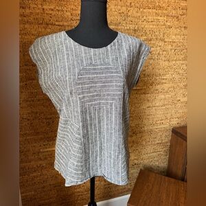 Sara Berman Gray Striped Blouse